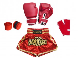 Set complet de Muay Thai pour les enfants : 121-Rouge