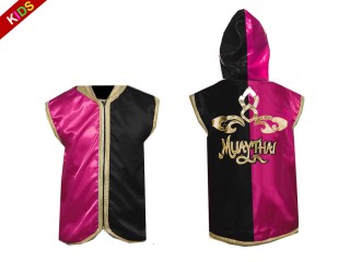 Sweat à capuche Enfants Personnalisé : KNHODKID-121-Rose-Noir