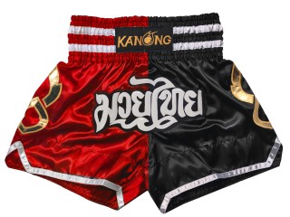 	Kanong Short Muay Thai : KNS-143-Rouge-Noir