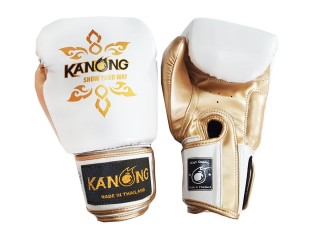 Gant de Boxe Muay Thai Kanong : Thai Power Blanc/Or