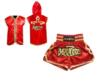 Sweat à capuche Muay Thai + Muay Thai Short Personnalisée : Rouge Lai Thai