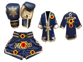 Ensemble Boxe Thai - gants Muay Thai + short personnalisé + peignoir personnalisé: Marine Lai Thai