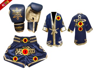 Ensemble de gants de Muay Thai + short personnalisé + peignoir personnalisé pour enfants: Marine Lai Thai