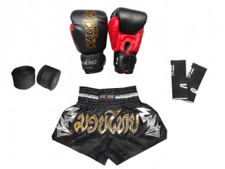 Set complet de Muay Thai pour les enfants : Noir