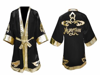 KANONG Enfants Peignoir de Boxe : Noir Lai Thaipeignoir boxe personnalisé