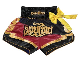 Kanong Short de Muay Thai : KNS-130-Noir-Bordeaux