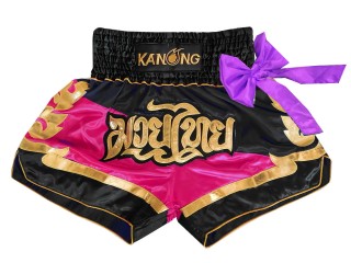 Kanong Short de Muay Thai : KNS-130-Noir-Rose