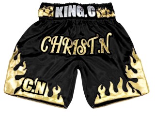 Short de boxe anglaise Personnalisé : KNBXCUST-2070-Noir