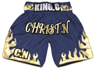 Short de boxe anglaise Personnalisé : KNBXCUST-2070-Bleu marine