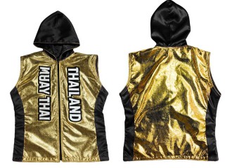 Kanong Sweats à capuche Muay Thai/Veste de Entrer : KNHOD-004-Or-Noir