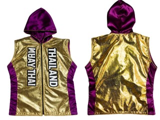 Kanong Sweats à capuche Muay Thai/Veste de Entrer : KNHOD-004-Or-Violet