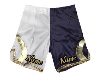 Short MMA personnalisé ajouter nom ou logo : Blanc-Marine