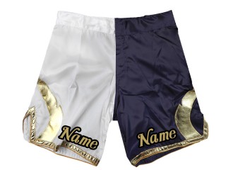 Short MMA personnalisé avec nom ou logo : Blanc-Noir