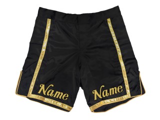 Short MMA personnalisé avec nom ou logo : Noir-Or