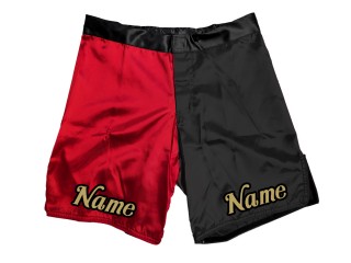 Short MMA personnalisé avec nom ou logo : Rouge-Noir