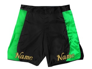 Personalize design MMA shorts with name or logo : Black-Green