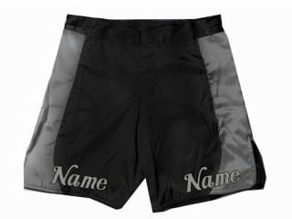 Personalize MMA shorts with name or logo : Black-Grey