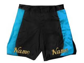 Personnalisez votre short de MMA design avec votre nom ou votre logo : Noir-Bleu Ciel