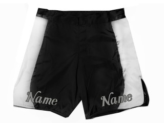 Short MMA personnalisé avec nom ou logo : Noir-Blanc