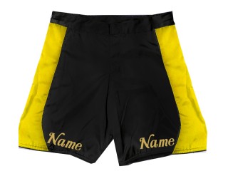 Short MMA personnalisé avec nom ou logo : Noir-Jaune