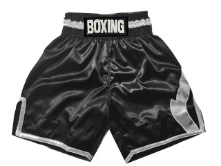 Short boxe anglaise Personnalisé : KNBSH-036-Noir argent