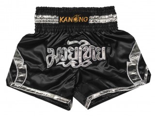 Kanong Short Boxe Thai : KNS-144-Noir argent