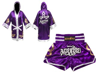 Robe de Combat Muay Thai + Muay Thai Short Personnalisée : Set-143-Violet