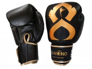 Gants de boxe en cuir véritable Kanong : Noir-Or