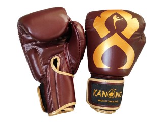 Gants de boxe en cuir véritable Kanong : Bordeaux-Or