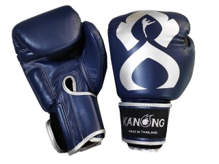 Gants de boxe en cuir véritable Kanong : Marine-Argent