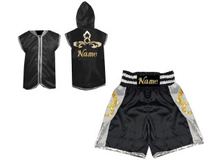 Sweat à capuche + Short Boxe Personnalisée : KNCUSET-006-Noir