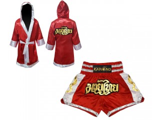 Robe de Combat Muay Thai + Muay Thai Short Personnalisée : Set-141-Rouge