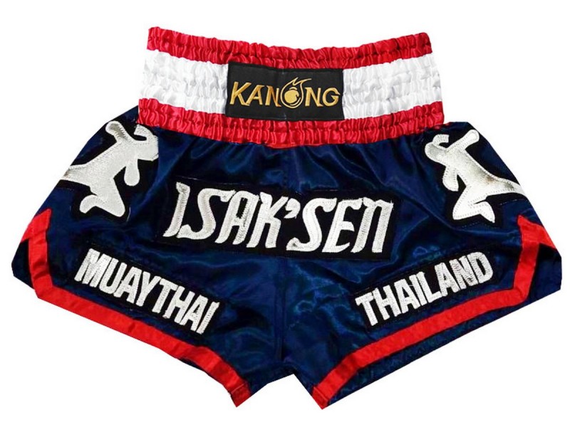 Short De Boxe Unisexe Muay Thai / MMA - Tissu Respirant En Polyester - Taille élastique - Plusieurs Couleurs (M, Bleu+Rouge)