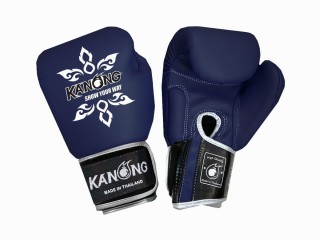 Gants de boxe en cuir véritable Kanong : Bleu marine