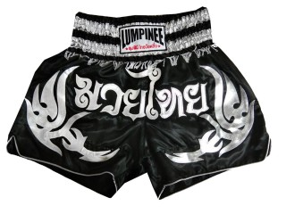 Short Muay Thai Enfants Lumpinee : LUM-050-Noir-Argent-K