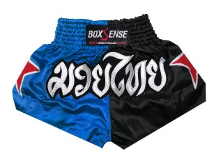 Short de Muay Thai Boxsense : BXS-089-Bleu-Noir