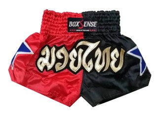 Short de Muay Thai Boxsense : BXS-089-Rouge-Noir