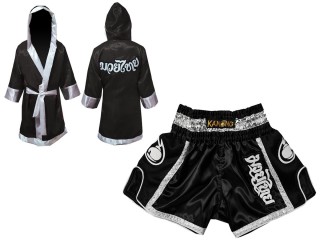 KANONG Peignoir de Boxe + KANONG Muay Thai Shorts Personnalisée : Noir