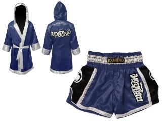 KANONG Peignoir de Boxe + KANONG Muay Thai Shorts Personnalisée : Bleu marin