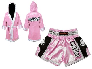 KANONG Peignoir de Boxe + KANONG Muay Thai Shorts Femme Personnalisée : Rose