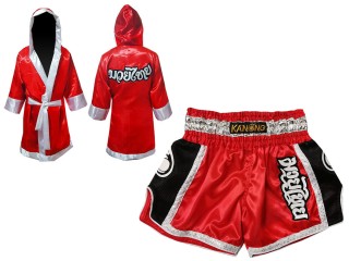 KANONG Peignoir de Boxe + KANONG Muay Thai Shorts Personnalisée : Rouge