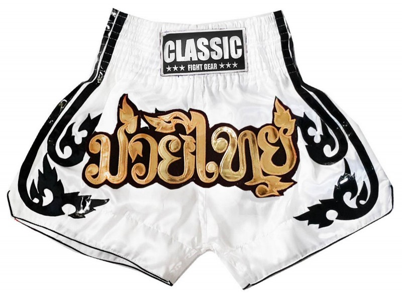 Classic Short de Boxe Thai Kickboxing : CLS-016 Blanc