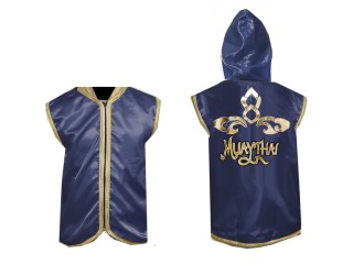 Kanong Sweats à capuche Muay Thai/Veste de Entrer : Bleu marin Lai Thai