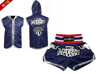 Sweat à capuche Muay Thai + Muay Thai Short Personnalisée pour Enfants : Marine l'éléphant