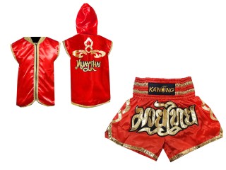 Sweat à capuche Muay Thai + Muay Thai Short Personnalisée : Rouge Lai Thai