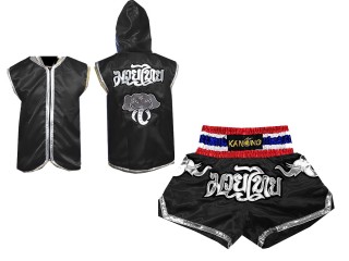 Sweat à capuche Muay Thai + Muay Thai Short Personnalisée : Noir l'éléphant