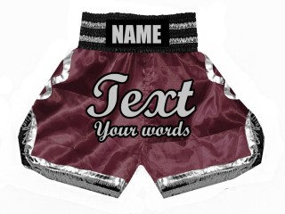 Short boxe anglaise Personnalisé : KNBSH-023-Bordeaux-Argent