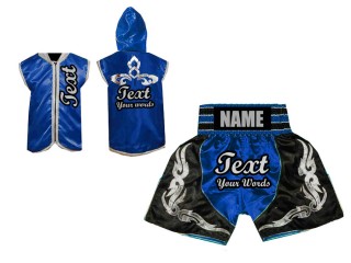 Ensemble de boxe - Sweat à capuche + Short Boxe Personnalisée : Bleu