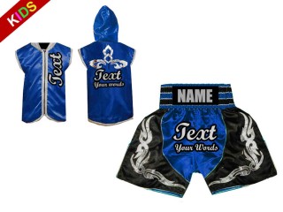 Sweat à capuche + Short Boxe Personnalisée pour Enfants : Bleu