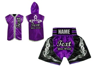 Ensemble de boxe - Sweat à capuche + Short Boxe Personnalisée : Violet